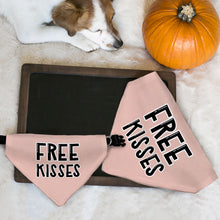 Free Kisses Pet Bandana Collar - Word Print Scarf Collar - Minimalist Dog Bandana