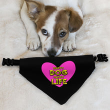 Happy Dog Happy Life Pet Bandana Collar - Phrase Scarf Collar - Art Print Dog Bandana