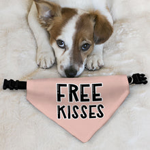 Free Kisses Pet Bandana Collar - Word Print Scarf Collar - Minimalist Dog Bandana