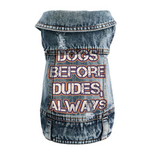 Dogs Before Dudes Dog Denim Vest - Dog Theme Dog Denim Jacket - Funny Dog Clothing