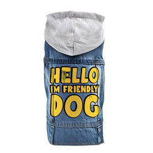 I'm Friendly Dog Dog Denim Jacket - Themed Dog Denim Coat - Cute Dog Clothing